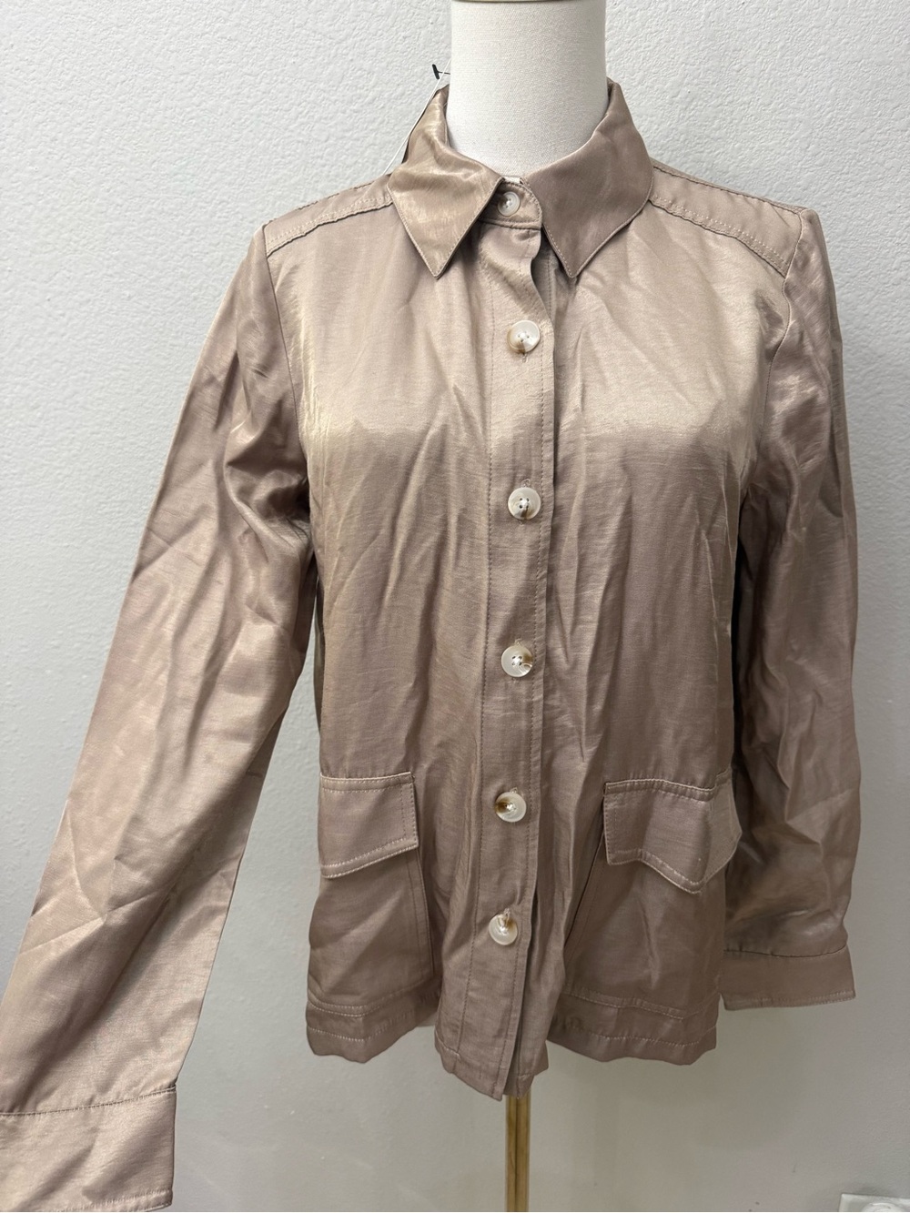 Anthropologie NWT Current Air XS Gold Shimmer Button Up